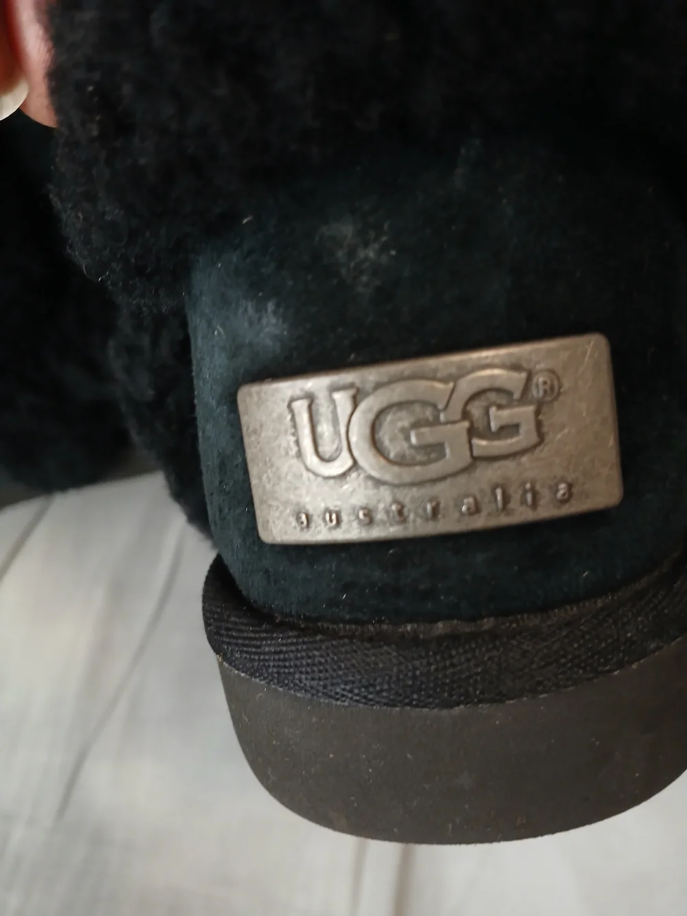 UGG Women's Black Suede Shearling Mid-Calf Booties